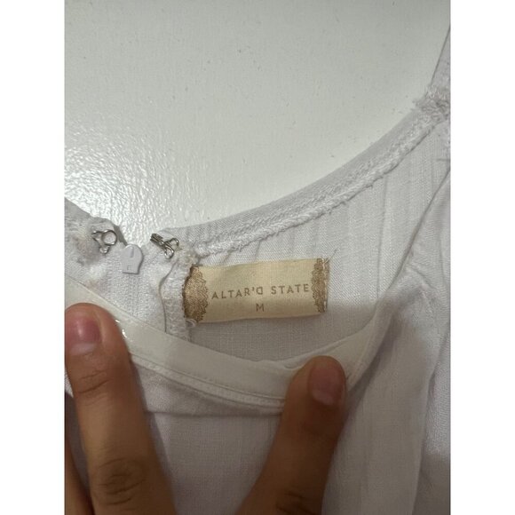 Altar'd White State Lea Maxi Dress Ruffled Tiered Elastic Waist Size M - Picture 6 of 7